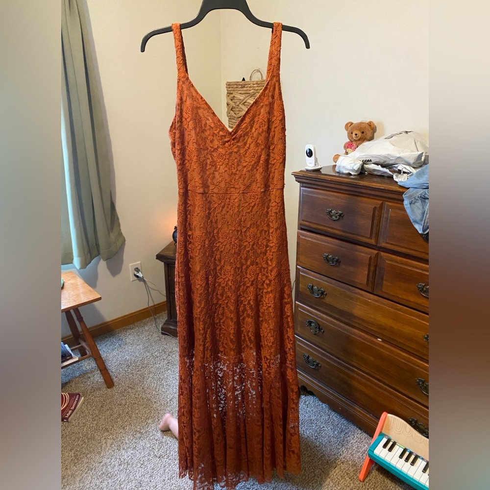 Mia joy Orange Sleeveless V-Neck Maxi Sundress